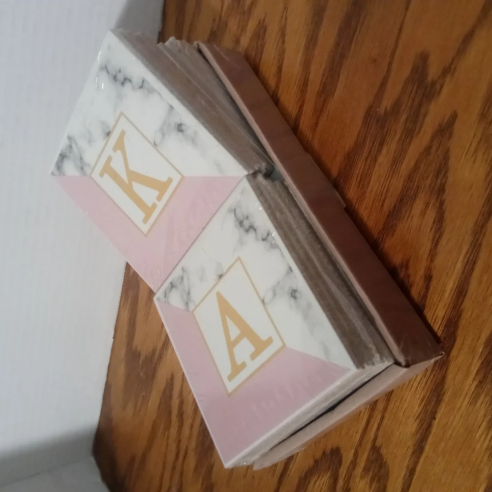 Marbled Letter Ceramic Coaster Set - Four (4) Packs